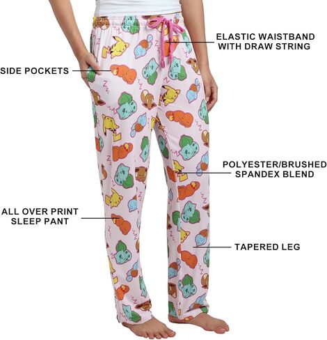 Pokémon Characters Napping Women's Cradle Pink Quick Turn Sleep Pajama Pants in Kuwait