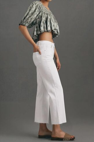 Allimy Womens Tummy Control High Waisted Straight Leg Jeans Stretchy Raw Hem Cropped Denim Pants in Kuwait