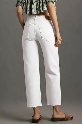 Allimy Womens Tummy Control High Waisted Straight Leg Jeans Stretchy Raw Hem Cropped Denim Pants in Kuwait