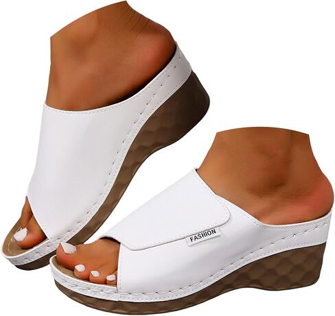 المرأة s ls الصيف المفتوحة تو الجلود الانزلاق على الشرائح عرض واسع Slingback Flatform l الصلبة اللون عدم الانزلاق النعال عارضة الراحة في الهواء الطلق أحذية المشي الشاطئ in Saudi Arabia