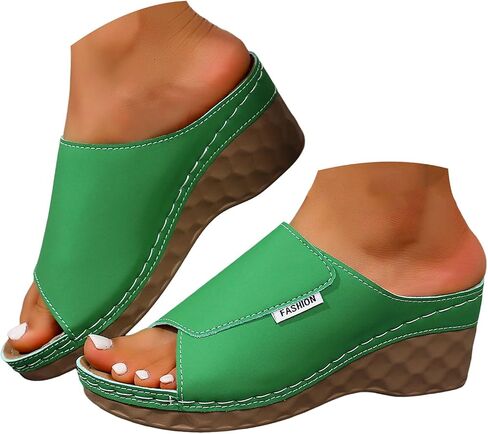 المرأة s ls الصيف المفتوحة تو الجلود الانزلاق على الشرائح عرض واسع Slingback Flatform l الصلبة اللون عدم الانزلاق النعال عارضة الراحة في الهواء الطلق أحذية المشي الشاطئ in Saudi Arabia