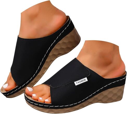 المرأة s ls الصيف المفتوحة تو الجلود الانزلاق على الشرائح عرض واسع Slingback Flatform l الصلبة اللون عدم الانزلاق النعال عارضة الراحة في الهواء الطلق أحذية المشي الشاطئ in Saudi Arabia