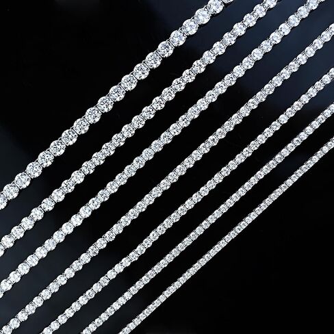 سلسلة تنس مويسانيتي 2-6.5 ملم، قلادة سلسلة تنس من الفضة المويسانتي، تنس مثالي من الروديوم الماسي، 925 من الفضة الاسترليني للجنسين in Kuwait