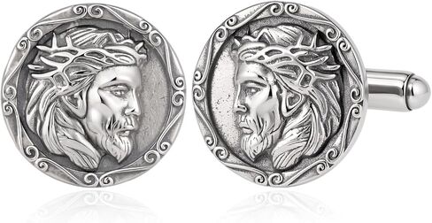 Jesus Cufflinks S925 Sterling Silver Cuff Links Mens Wedding Father's Day Jewelry Gifts for Men Women in Kuwait