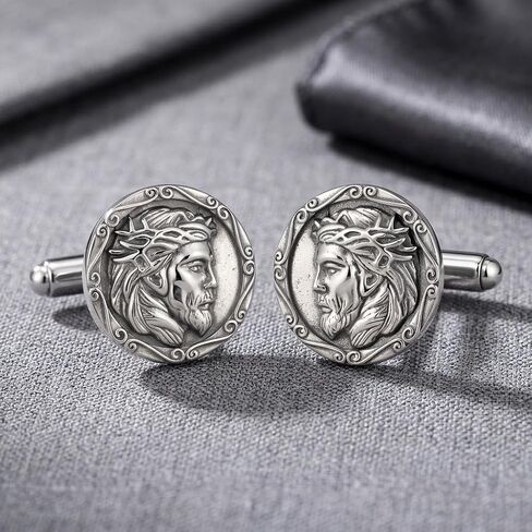 Jesus Cufflinks S925 Sterling Silver Cuff Links Mens Wedding Father's Day Jewelry Gifts for Men Women in Kuwait