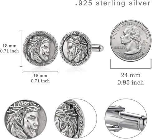 Jesus Cufflinks S925 Sterling Silver Cuff Links Mens Wedding Father's Day Jewelry Gifts for Men Women in Kuwait