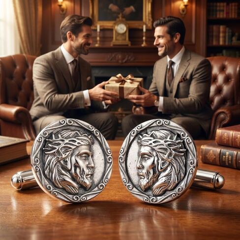Jesus Cufflinks S925 Sterling Silver Cuff Links Mens Wedding Father's Day Jewelry Gifts for Men Women in Kuwait