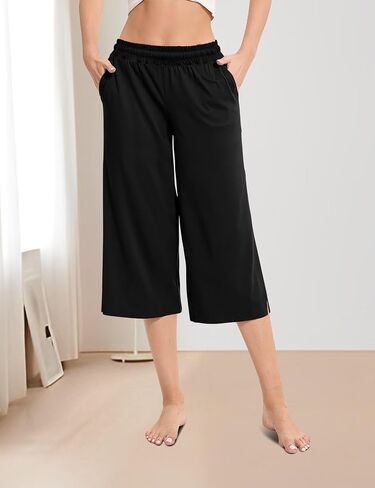 Women's Wide Leg Casual Pants Cross Waist Palazzo Lounge Pajama Flowy Pants Yoga Sweatpants with Pockets in Kuwait