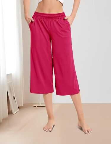 Women's Wide Leg Casual Pants Cross Waist Palazzo Lounge Pajama Flowy Pants Yoga Sweatpants with Pockets in Kuwait