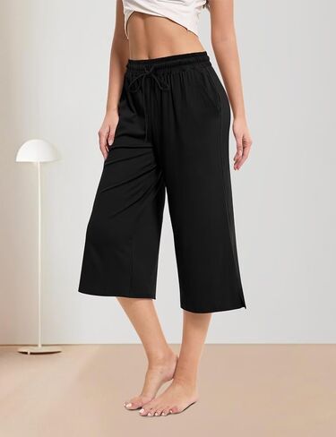 Women's Wide Leg Casual Pants Cross Waist Palazzo Lounge Pajama Flowy Pants Yoga Sweatpants with Pockets in Kuwait