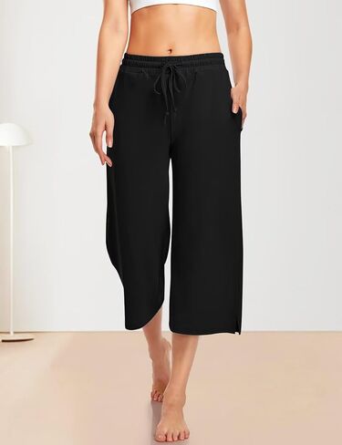 Women's Wide Leg Casual Pants Cross Waist Palazzo Lounge Pajama Flowy Pants Yoga Sweatpants with Pockets in Kuwait