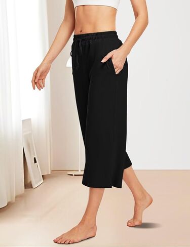 Women's Wide Leg Casual Pants Cross Waist Palazzo Lounge Pajama Flowy Pants Yoga Sweatpants with Pockets in Kuwait