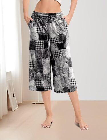 Women's Wide Leg Casual Pants Cross Waist Palazzo Lounge Pajama Flowy Pants Yoga Sweatpants with Pockets in Kuwait
