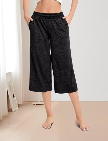 Women's Wide Leg Casual Pants Cross Waist Palazzo Lounge Pajama Flowy Pants Yoga Sweatpants with Pockets in Kuwait
