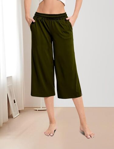 Women's Wide Leg Casual Pants Cross Waist Palazzo Lounge Pajama Flowy Pants Yoga Sweatpants with Pockets in Kuwait