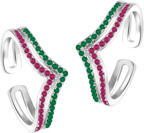 Aheli Heart Shaped Cubic Zirconia Studded Adjustable Toe Rings Stylish Bichiya Jewelry Gift for Women in Kuwait