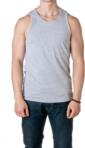 Next Level Apparel Men's Cotton Muscle Tank Top, Heather Gray, X-Large in Kuwait