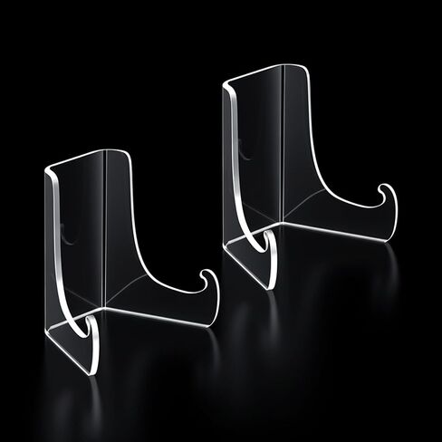 SynHHergyx 2 PCS Acrylic Plate Stand Clear Acrylic Easel Display Stand with Deep Support Shelves Display Holder for Card, Frame, Picture, Magazine, Book, CD 3 × 2.6 × 2.2 Inch in Saudi Arabia