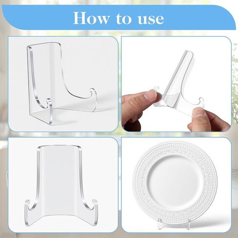 SynHHergyx 2 PCS Acrylic Plate Stand Clear Acrylic Easel Display Stand with Deep Support Shelves Display Holder for Card, Frame, Picture, Magazine, Book, CD 3 × 2.6 × 2.2 Inch in Saudi Arabia