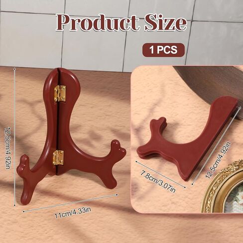Wooden Small Easel Plate Stand, 5 Inches Adjustable Plate Holders for Displaying, Elegant Plate Display Stand for Photos, Artwork, Books, Unique Decorative Plates to Showcase Your Collections in Saudi Arabia
