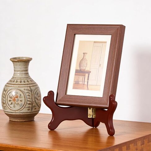 Wooden Small Easel Plate Stand, 5 Inches Adjustable Plate Holders for Displaying, Elegant Plate Display Stand for Photos, Artwork, Books, Unique Decorative Plates to Showcase Your Collections in Saudi Arabia