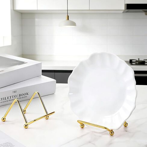 2 PCS Gold Small Plate Holder, Mini Metal Plate Display Holder Simple Wire Plates Stands for Home Office Restaurant Book Photo Easel Creation Plates Collectibles Artistic Work in Kuwait