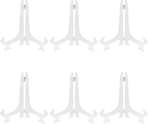 6 Inch Clear Plastic Easels - 6 Pack Foldable Plate Stands for Weddings, Home, Birthdays & Tables, Clear Plastic Easels for Displaying Photos, Artwork, Plates & More, Robust & Lightweight in Saudi Arabia