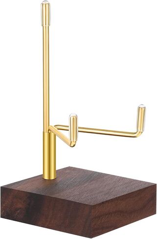 Skrfren Adjustable Metal Arms Display Stand Easel with Walnut Wooden Base, Small Decorative Stand Easels Holder for Displaying Photos, Coral, Geodes, Rock, Mineral, Agate Plate, Seashell 2"x2"x3.2" in Kuwait