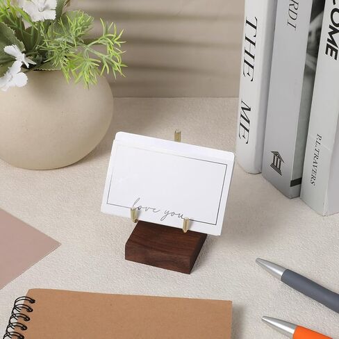 Skrfren Adjustable Metal Arms Display Stand Easel with Walnut Wooden Base, Small Decorative Stand Easels Holder for Displaying Photos, Coral, Geodes, Rock, Mineral, Agate Plate, Seashell 2"x2"x3.2" in Kuwait