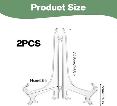 Nogeqi 2 Pieces Clear Acrylic Plate Stands for Display, 10 Inch, Folding Plate Holder, Clear Acrylic Easel Display Stands for Pictures or Other Items for Weddings, Birthdays, Home Decoration, Tables in Kuwait