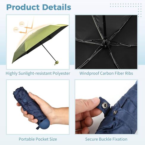 6 Pcs Mini Travel Umbrellas, Lightweight Portable Pocket Umbrellas for Purse, Small Pocket Umbrella for Daily Use, Travel, Efficient Sun Protection & Windproof Design in Saudi Arabia
