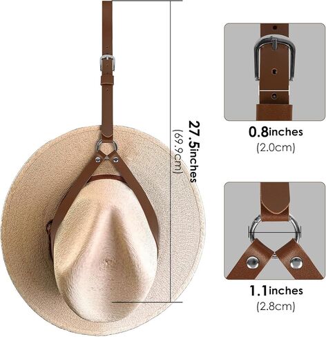 Adorila Cowboy Hat Rack for Pickup Trucks, Vegan Leather Cowboy Hat Holder for Truck Headrest, Cowboy Hat Hanger for Vehicle SUV Car Accessories (Brown) in Kuwait
