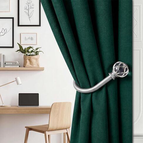 KAMANINA Curtain Holdbacks 2pcs, Silver Curtain Tiebacks Wall Mounted Window Curtains Hooks, Decorative Holders for Drapes with Crystal Finials(5.4" L × 4.1" W) in Kuwait