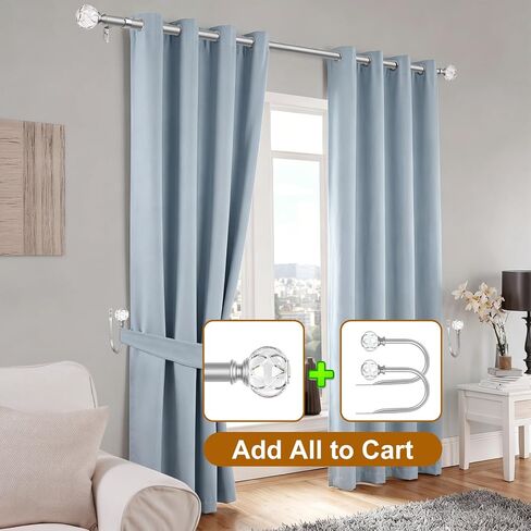 KAMANINA Curtain Holdbacks 2pcs, Silver Curtain Tiebacks Wall Mounted Window Curtains Hooks, Decorative Holders for Drapes with Crystal Finials(5.4" L × 4.1" W) in Kuwait