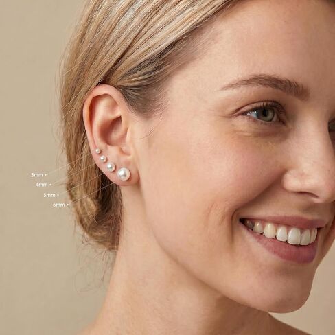 12 Pairs Gold Stud Earrings Set for Women Men, Hypoallergenic 14K Gold Plated Cubic Zirconia Earrings/Ball/Pearl Earrings, Stainless Steel Gold Stud Earrings for Sensitive Ears, 3mm-6mm in Saudi Arabia