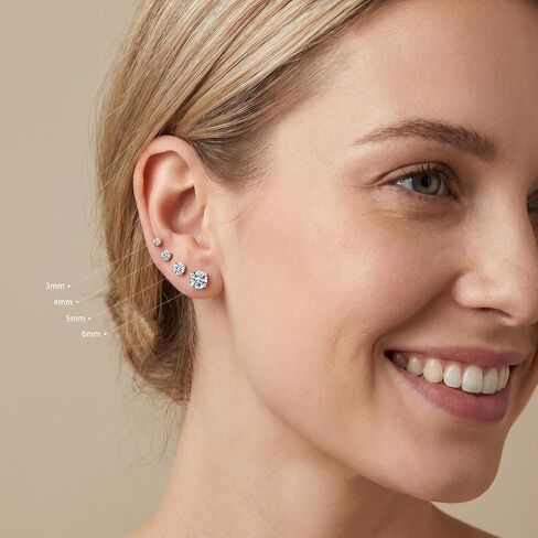 12 Pairs Gold Stud Earrings Set for Women Men, Hypoallergenic 14K Gold Plated Cubic Zirconia Earrings/Ball/Pearl Earrings, Stainless Steel Gold Stud Earrings for Sensitive Ears, 3mm-6mm in Saudi Arabia