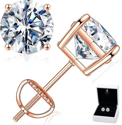 Moissanite Earrings for Men Women, Screw Back Stud Earrings in 925 Sterling Silver, D Color VVS1 Lab Created Moissanite Diamond Studs, Hypoallergenic for Sensitive Ears in Kuwait