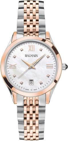 Balmain, Lady, Classic R, Bicolor (Steel and Pink PVD), Swiss Made, Quartz, White, Stainless Steel 316L, B43183182U in Saudi Arabia