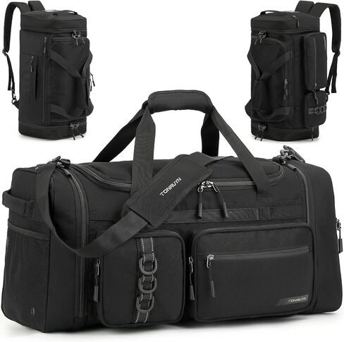 3 in 1 Gym & Sports Duffle Bag for Men, 50L Travel Duffel bag Backpack with Shoe Compartment & Wet Pocket, Medium Weekender Duffle Bag for Traveling Fitness Workout Overnight Camping, Black in Saudi Arabia