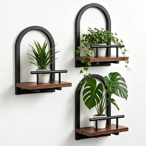 Amaoot Floating Shelves Set for 2, Wall Planters for Indoor Plants, Hanging Shelves Wall Shelf Plant Holder for Living Room Decor, Bathroom, Bedroom, Kitchen, Office in Saudi Arabia