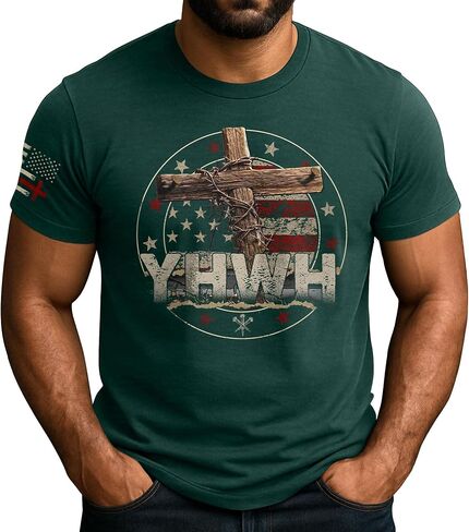 YHWH Shirt, Cross Shirt for Men, Christian Shirts for Men, Religious Shirts, Mens Christian Tshirts in Kuwait