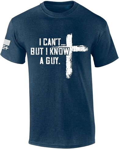 Trenz Shirt Company Men's Christian Tshirt I Can't But I Know A Guy Cross Short Sleeve T-Shirt in Kuwait