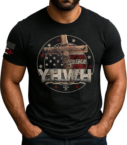 YHWH Shirt, Cross Shirt for Men, Christian Shirts for Men, Religious Shirts, Mens Christian Tshirts in Kuwait