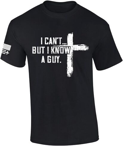 Trenz Shirt Company Men's Christian Tshirt I Can't But I Know A Guy Cross Short Sleeve T-Shirt in Kuwait