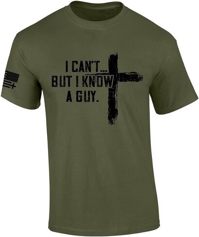 Trenz Shirt Company Men's Christian Tshirt I Can't But I Know A Guy Cross Short Sleeve T-Shirt in Kuwait