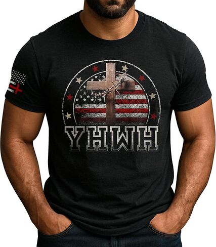 YHWH Shirt, Cross Shirt for Men, Christian Shirts for Men, Religious Shirts, Mens Christian Tshirts in Kuwait