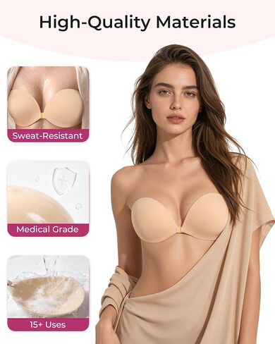 Boobas Sticky Bra Adhesive Strapless Backless Invisible Bra Reusable Push Up for Women Party in Saudi Arabia