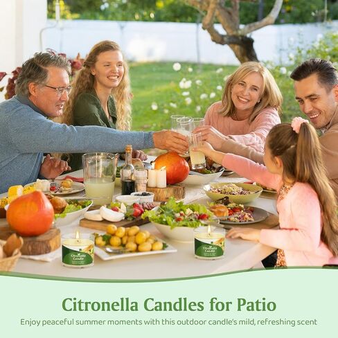 Citronella Candles Outdoor, 12 Pack Citronella Candles, 180 Hours Long Lasting Burn Time, Natural Soy Wax, Indoor & Outdoor Candle for Patio, Camping, Garden, Yard, Balcony, Summer Party, Home in Saudi Arabia