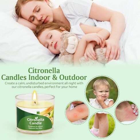 Citronella Candles Outdoor, 12 Pack Citronella Candles, 180 Hours Long Lasting Burn Time, Natural Soy Wax, Indoor & Outdoor Candle for Patio, Camping, Garden, Yard, Balcony, Summer Party, Home in Saudi Arabia
