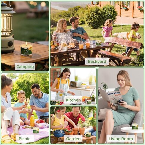 Citronella Candles Outdoor, 12 Pack Citronella Candles, 180 Hours Long Lasting Burn Time, Natural Soy Wax, Indoor & Outdoor Candle for Patio, Camping, Garden, Yard, Balcony, Summer Party, Home in Saudi Arabia
